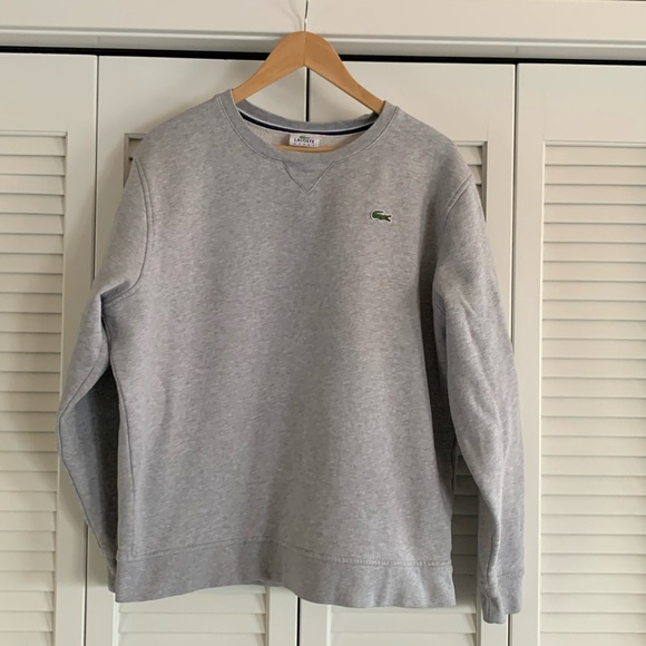 Lacoste Sport Crewneck Sweatshirt Silver Gray 100% Cotton Pullover Size XXL